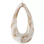 45x25.5mm Hollow acrylic drop pendant - Marbled Beige - Brown x1