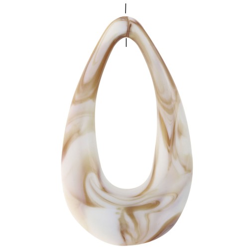 45x25.5mm Hollow acrylic drop pendant - Marbled Beige - Brown x1