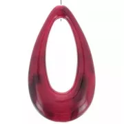 45x25.5mm Hollow acrylic drop pendant - Dark red marbled - Black x1