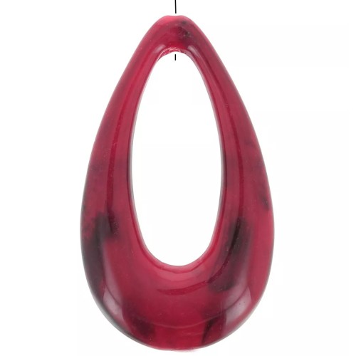 45x25.5mm Hollow acrylic drop pendant - Dark red marbled - Black x1