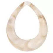 53x43.5mm Hollow acrylic drop pendant - Marbled Beige - Brown x1