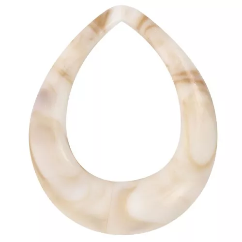 53x43.5mm Hollow acrylic drop pendant - Marbled Beige - Brown x1