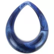 53x43.5mm Hollow acrylic drop pendant - Marbled Midnight Blue - White x1