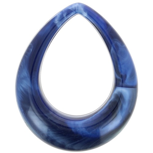 53x43.5mm Hollow acrylic drop pendant - Marbled Midnight Blue - White x1