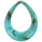 53x43.5mm Hollow acrylic drop pendant - Marbled Turquoise - Brown x1