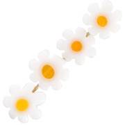 9-7mm Glass daisy flower beads - White - Orange yellow x4|raw }}