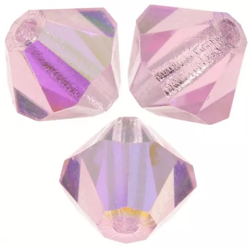 5mm Preciosa Bicone Beads - Rondelle Bead - Pink Sapphire AB x12