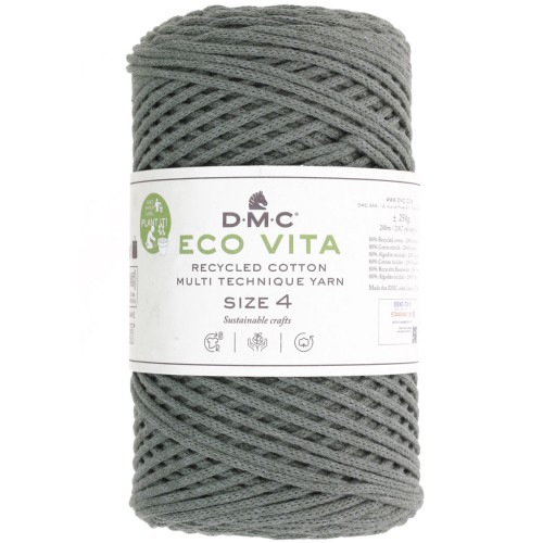DMC 3mm recycled cotton cord spool - Eco Vita 4 - Military green x 200m