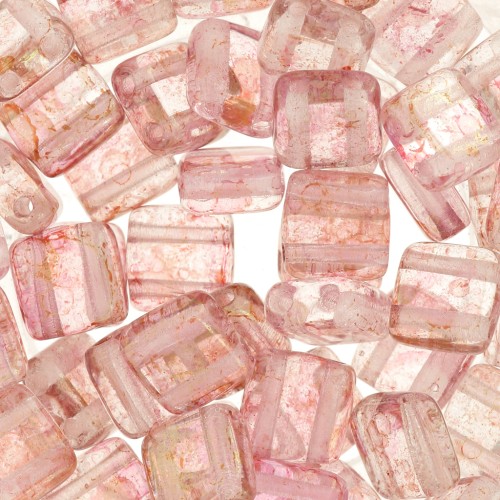 Tile beads 6 mm Luster Rosaline x50