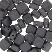 Tile beads 6 mm Jet Hematite Mat x50