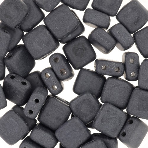 Tile beads 6 mm Jet Hematite Mat x50