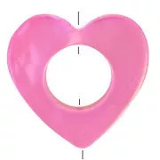 18mm hollow heart bead - Shell tinted - Iridescent pink x1