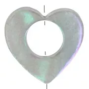 18mm hollow heart bead - Shell tinted - Iridescent grey x1