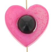 18mm hollow heart bead - Shell tinted - Iridescent grey x1