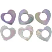 18mm hollow heart bead - Shell tinted - Iridescent grey x1