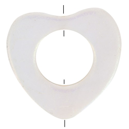 18mm hollow heart bead - Shell - Iridescent white x1