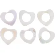 18mm hollow heart bead - Shell - Iridescent white x1