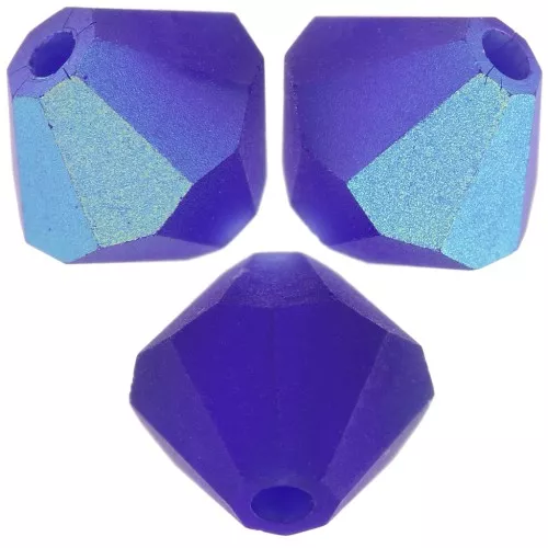 6mm Preciosa bicones - Rondelle Bead - Cobalt Blue AB Matt x12