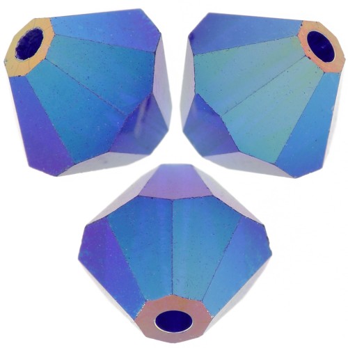 6mm Preciosa bicones - Rondelle Bead - Cobalt Blue AB 2X x12