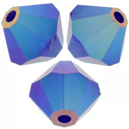 6mm Preciosa bicones - Rondelle Bead - Cobalt Blue AB 2X x12