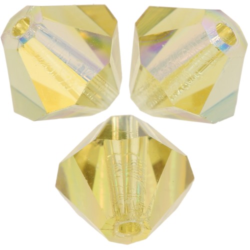 6mm Preciosa bicones - Rondelle Bead - Acid Yellow AB x12