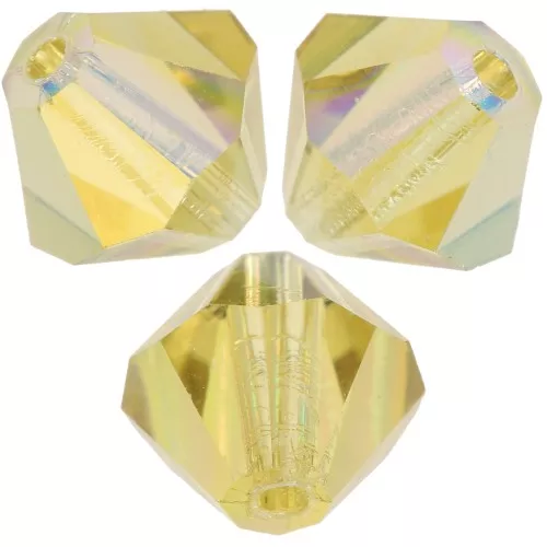 6mm Preciosa bicones - Rondelle Bead - Acid Yellow AB x12