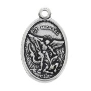 Saints Medal charm Enamelled turquoise 25mm x1