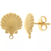 13x10.5mm shell earstuds with closed hoop - Fine Gold-plated x2