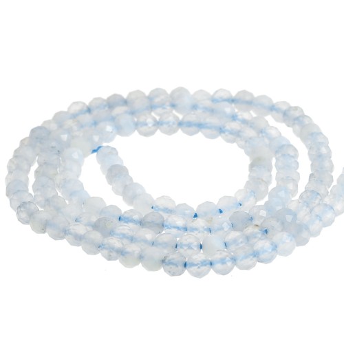 3.5 mm Round Faceted Gemstone Beads - Blue Lace Agate x 38 cm