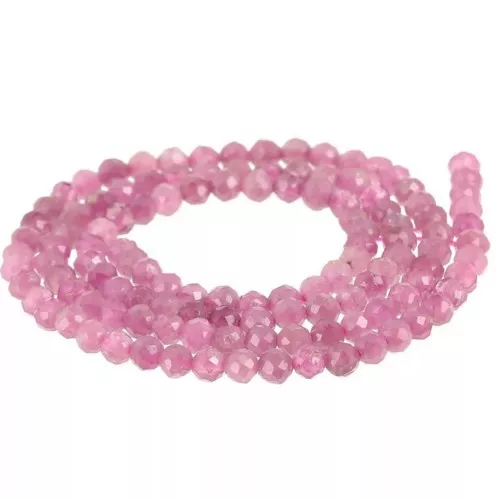 3mm faceted Round gemstone beads - Pink Tourmaline x38cm