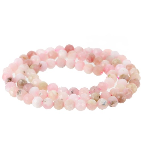 Round faceted beads 4 mm gemstone - Pink Opal x38cm