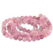 Round faceted beads 4 mm gemstone - Pink Tourmaline x38cm