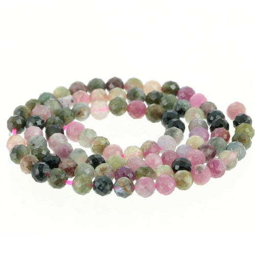 Round faceted beads 4.5 mm gemstone - Tourmaline x38cm