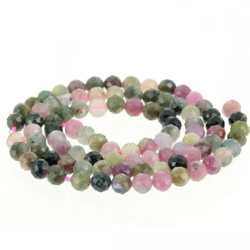 Round faceted beads 4.5 mm gemstone - Tourmaline x38cm