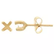 4mm earstuds for semi-drilled beads - 3-micron gold-plated x2