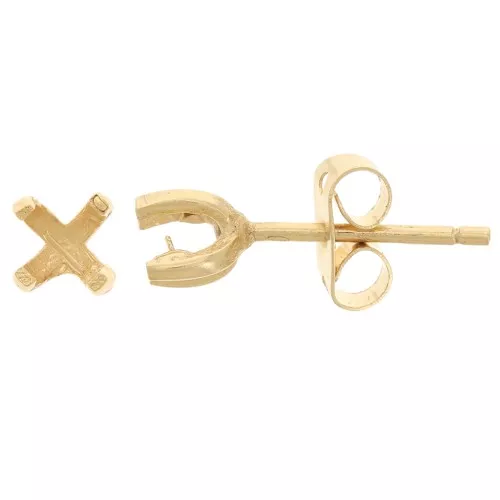 4mm earstuds for semi-drilled beads - 3-micron gold-plated x2