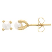 4mm earstuds for semi-drilled beads - 3-micron gold-plated x2