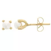 4mm earstuds for semi-drilled beads - 3-micron gold-plated x2