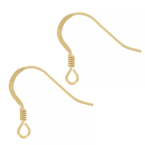 18mm 925 Sterling Silver Earwires - Fine gold plated x4