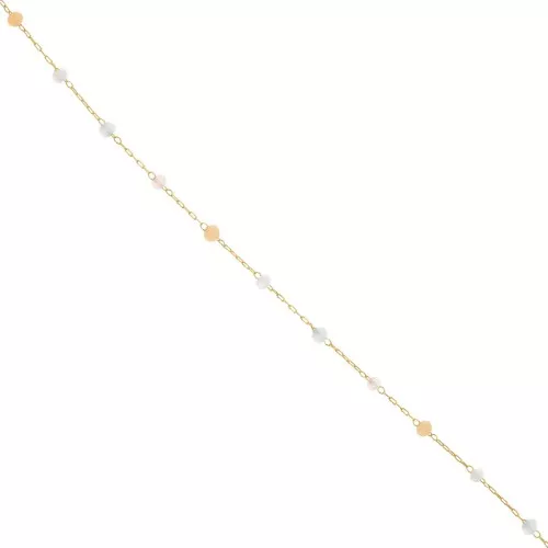 3x2mm Beaded chain with faceted glass beads - Gold - Pastel x50cm