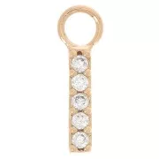 12x2mm Charm bar with zirconium oxide - 3 microns Gold plated - Crystal x1