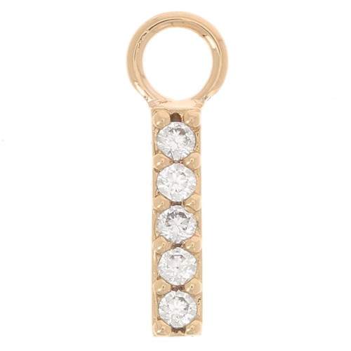 12x2mm Charm bar with zirconium oxide - 3 microns Gold plated - Crystal x1