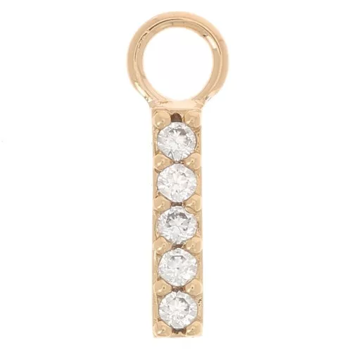 12x2mm Charm bar with zirconium oxide - 3 microns Gold plated - Crystal x1