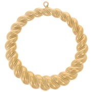 35mm Stainless steel 316L twisted effect circle Pendants - Gold x2