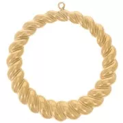 35mm Stainless steel 316L twisted effect circle Pendants - Gold x2