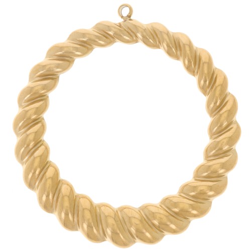 35mm Stainless steel 316L twisted effect circle Pendants - Gold x2