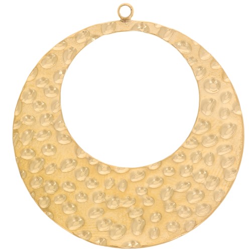 33mm Stainless steel 304L Pendants textured hollow circles - Gold x2