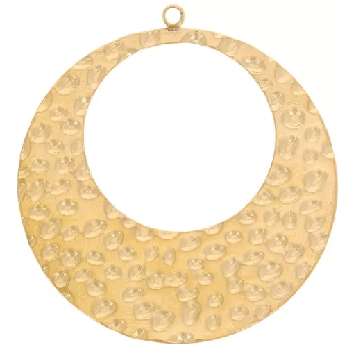 33mm Stainless steel 304L Pendants textured hollow circles - Gold x2