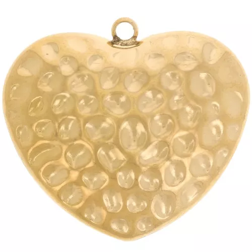 23.5x26mm Stainless steel 316L Curved textured heart pendant - Gold x1