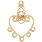 31x21mm 316L stainless steel Heart chandelier pendant and 5 closed rings - Gold x1